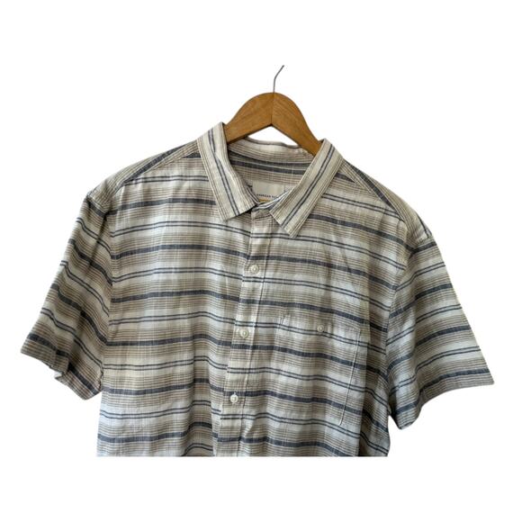 American Eagle Brown Stripe Short Sleeve Button Front Shirt Men's Size XL - Picture 2 of 5